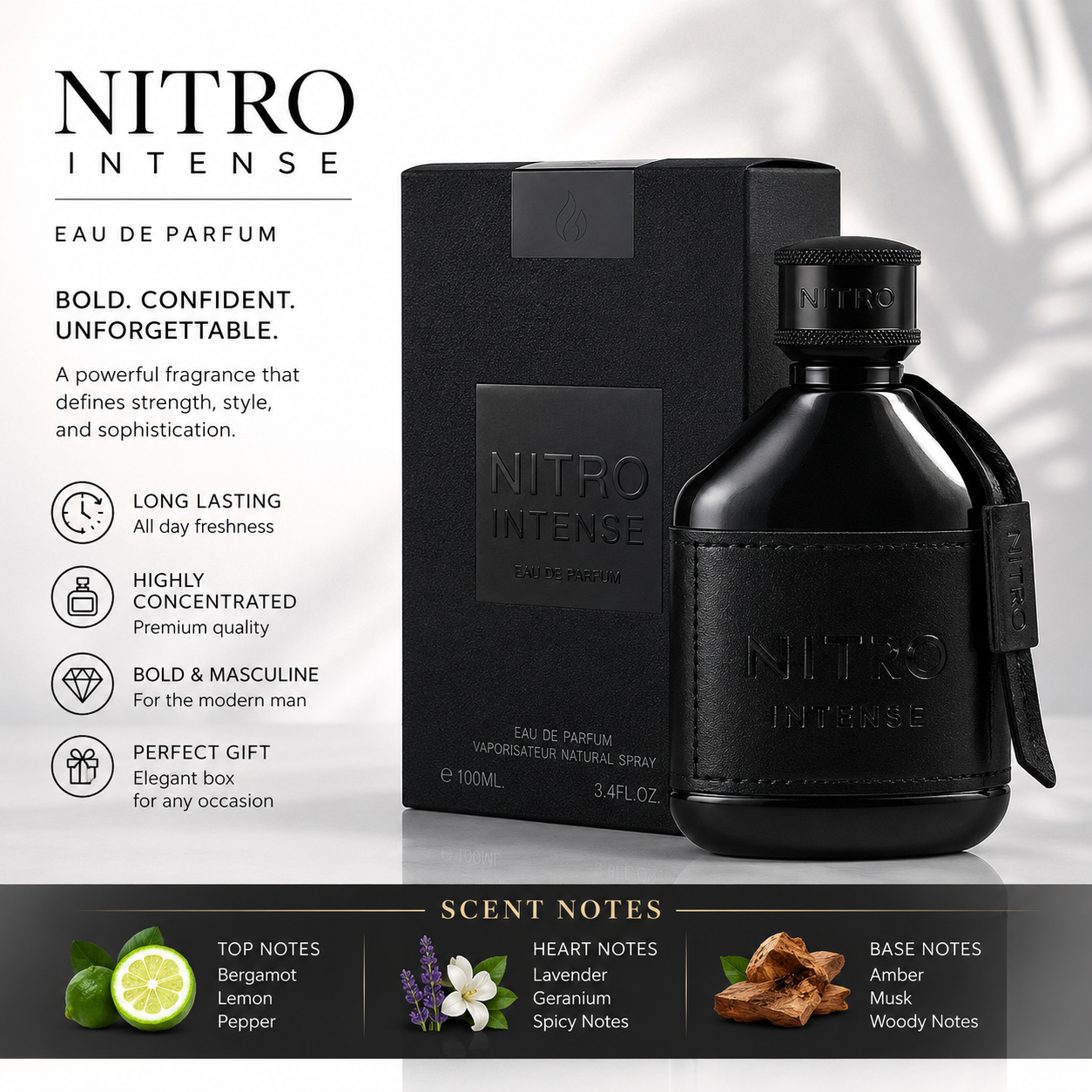 Perfume Fragrance Bottle - Nitro Leather Bottle Men's Perfume 100ml