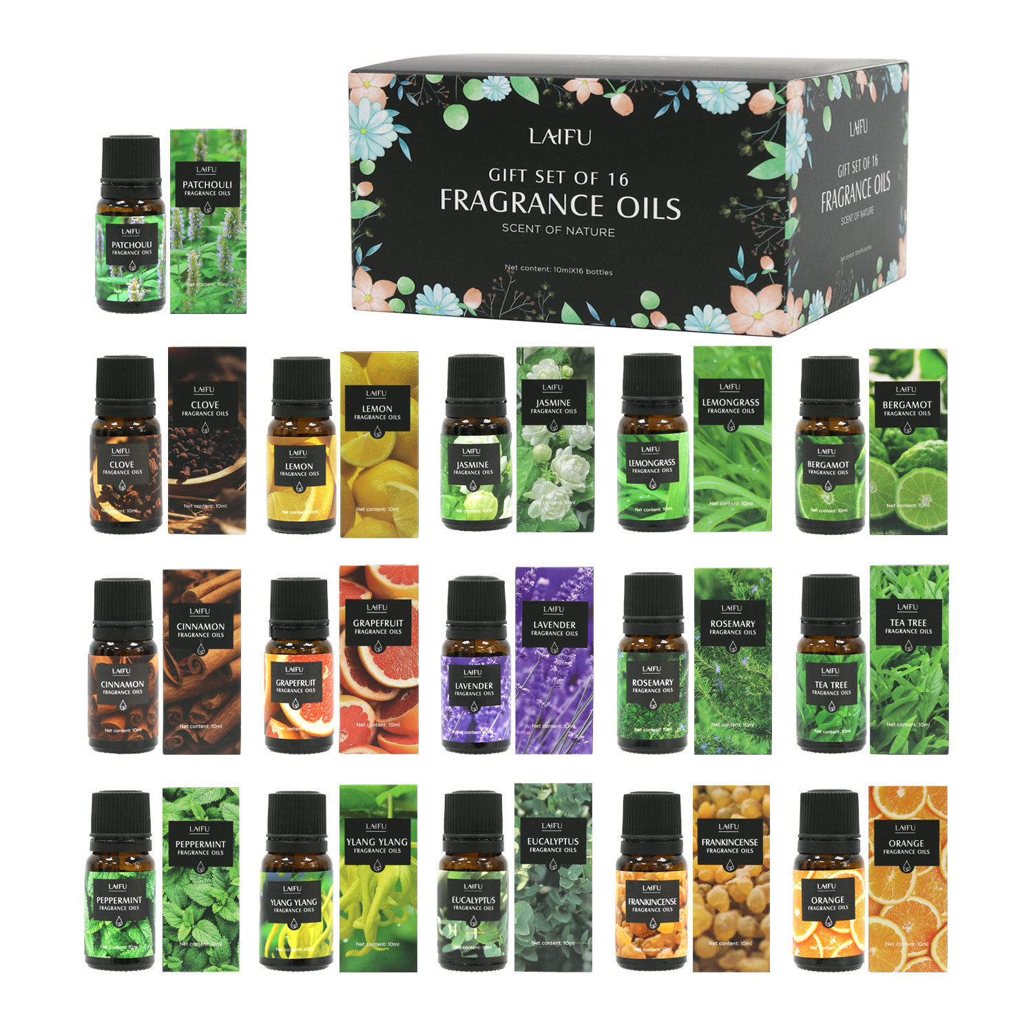 Perfume Villa Fragrance - 16x10ml Essential Oils Set for Diffuser