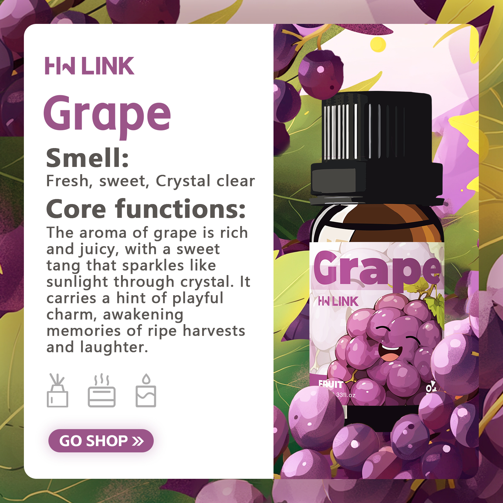 Grape Essential Oil 10ml Perfu - Perfume Fragrance Essential Oil recensione e prezzo